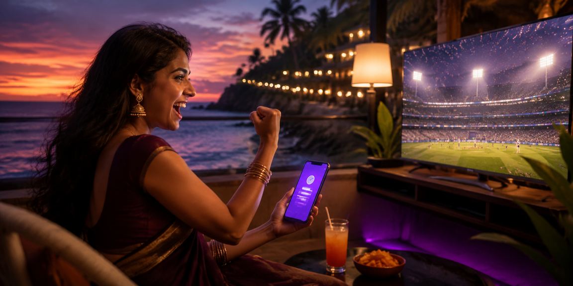 Relaxed VIP member enjoying gaming on a beach in Goa