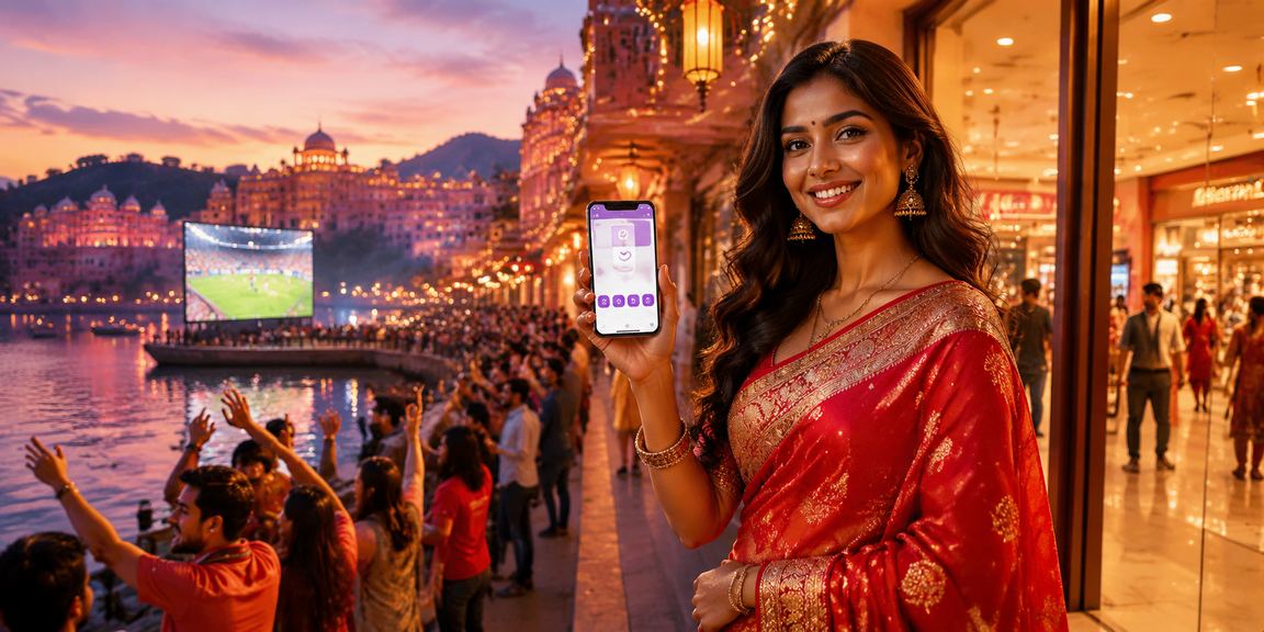 Indian VIP player using mobile payment app in Jaipur